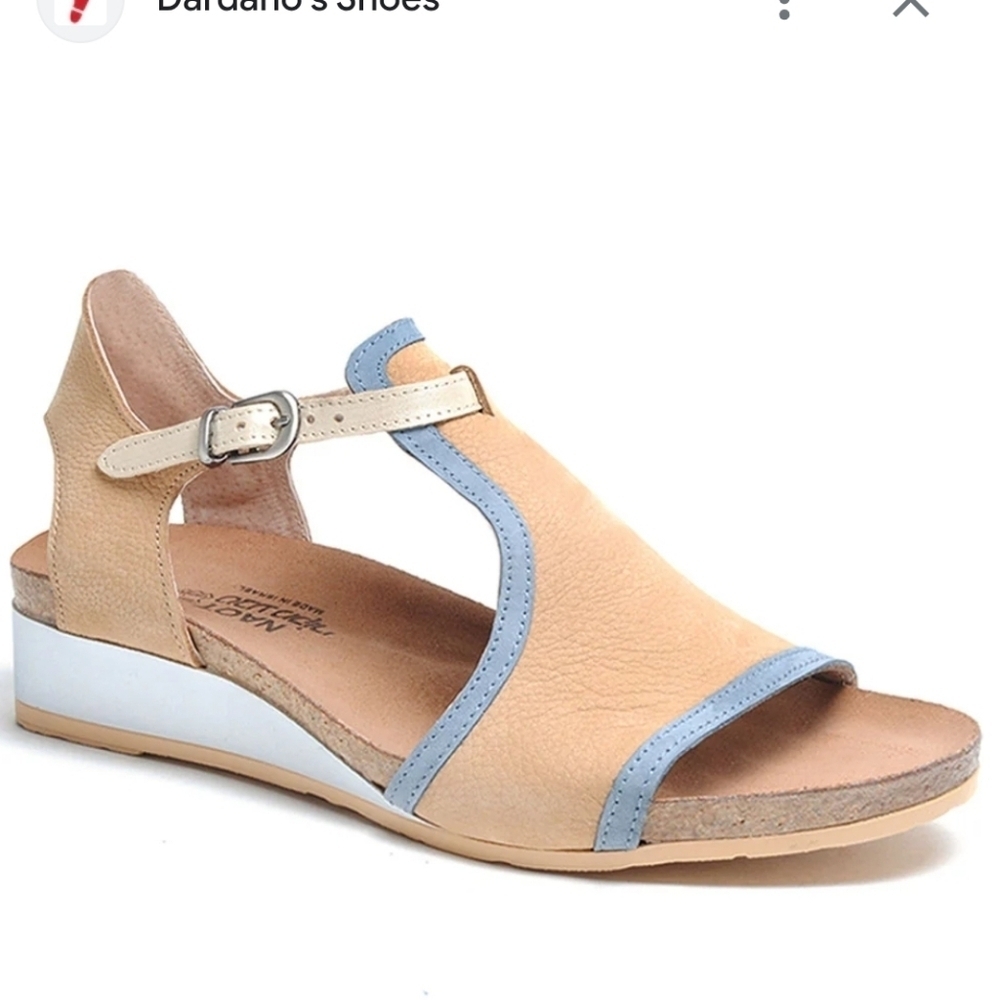 Naot Women Fiona Leather Wedge Sandals Open Toe Shoes Sz 38/7